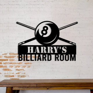 Custom Name Billards Metal Art, Man Cave Decor Laser Cut Metal Signs Custom Gift Ideas