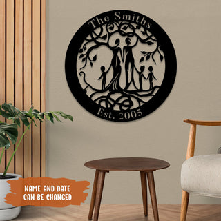 Customized Name And Date Five Members Family Tree Of Life Metal Art Laser Cut Metal Signs Custom Gift Ideas