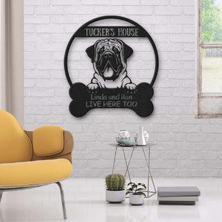 Bullmastiff Dog Lovers Personalized Metal Sign Dog's House Laser Cut Metal Signs Custom Gift Ideas