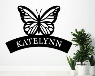 Last Name Metal Sign, Welcome Sign For Front Porch For Home, Family Name Sign, Personalized Butterfly Sign,personalized Metal Wall Decor Laser Cut Metal Signs Custom Gift Ideas