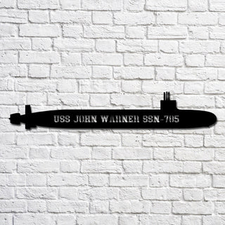 Uss John Warner Ssn785 Navy Ship Metal Art, Custom Us Navy Ship Cut Metal Sign, Gift For Navy Veteran, Navy Ships Silhouette Metal Art, Navy Home Decor Laser Cut Metal Signs Custom Gift Ideas