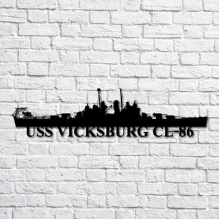 Uss Vicksburg Cl86 Navy Ship Metal Art, Custom Us Navy Ship Cut Metal Sign, Gift For Navy Veteran, Navy Ships Silhouette Metal Art, Navy Home Decor Laser Cut Metal Signs Custom Gift Ideas