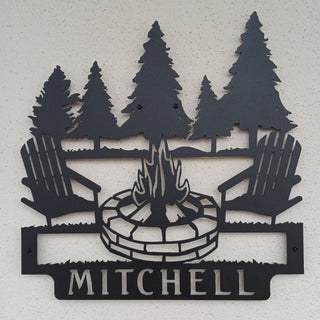 Campfire Personalized Metal Sign, Metal Sign, Metal Sign Personalized, Tree House Sign, Last Name Sign, Family Name Sign, Personalized Laser Cut Metal Signs Custom Gift Ideas