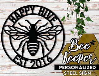 Bee Keeper Personalized Steel Sign, Cut Metal Sign, Wall Metal Art Laser Cut Metal Signs Custom Gift Ideas