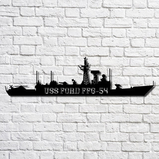 Uss Ford Ffg54 Navy Ship Metal Art, Custom Us Navy Ship Cut Metal Sign, Gift For Navy Veteran, Navy Ships Silhouette Metal Art, Navy Home Decor Laser Cut Metal Signs Custom Gift Ideas