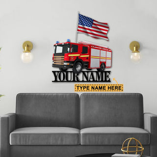 Firefighter Car Personalized Metal Sign Laser Cut Metal Signs Custom Gift Ideas