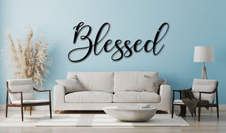 Blessed Script Metal Sign Christmas Gift Metal Wall Art Christmas Decor Wall Hanging Housewarming Gift Personalized Sign Laser Cut Metal Signs Custom Gift Ideas