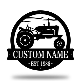 Vintage Tractor Monogram Customized Metal Signs, Custom Metal Sign, Custom Signs, Metal Sign Laser Cut Metal Signs Custom Gift Ideas