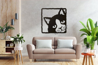 Cat Say Hello Human Decor Wall Art Cut Metal Sign Laser Cut Metal Signs Custom Gift Ideas