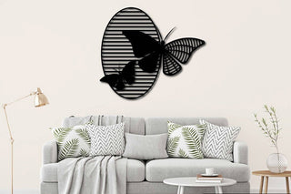 Butterfly Striped Decor Wall Art Cut Metal Sign Laser Cut Metal Signs Custom Gift Ideas