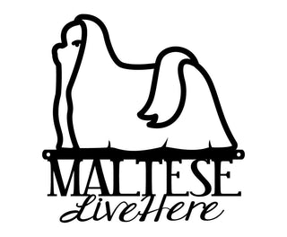 Maltese Live Here Metal Sign Black, Maltese, Outdoor Sign, Metal Wall Art, Dog Lover Gift, Door Sign Laser Cut Metal Signs Custom Gift Ideas