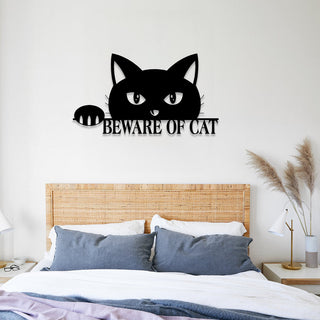 Personalized Beware Of Cat Funny Metal Sign, Custom Pet Metal Art, Wall Decor, Metal Laser Cut Metal Signs Custom Gift Ideas