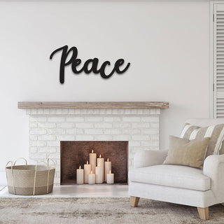 Peace Sign, Peace Metal Word, Dining Room Wall Art, Metal Cursive Word Sign, Cursive Word Wall Art, Farmhouse Decor Laser Cut Metal Signs Custom Gift Ideas