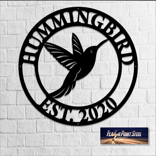 Hummingbird Sign, Bird, Entrance Sign, Wall Decor, Plasma Cut Steel Sign, Welcome Sign, Personalized Sign, Home Decor, Garden Sign Laser Cut Metal Signs Custom Gift Ideas