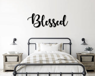 Blessed Script Metal Word Sign, Rustic Metal Blessed Sign, Farmhouse Decor, Housewarming Gift, Metal Wall Art, Steel Word Art Laser Cut Metal Signs Custom Gift Ideas