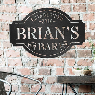 Established year name's bar Personalized Cut Metal Sign Laser Cut Metal Signs Custom Gift Ideas