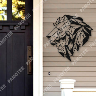 Geometric Lion Head Metal Sign Monogram, Metal Art, Gift For Him, Metal Laser Cut Metal Signs Custom Gift Ideas