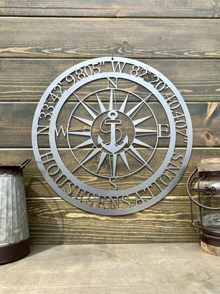 Gps Anchor With Name Compass Custom Metal Art, Cut Metal Sign, Metal Wall Art, Metal House Sign Laser Cut Metal Signs Custom Gift Ideas