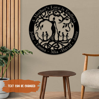 A Mother's Love Mother And Five Children Tree Of Life Metal Art, Anniversary Gift Laser Cut Metal Signs Custom Gift Ideas