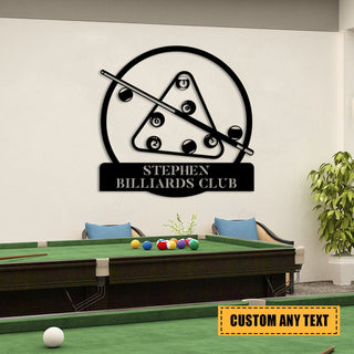 Personalized Billards Club Metal Sign, Wall Art, Father's Day Gift Laser Cut Metal Signs Custom Gift Ideas