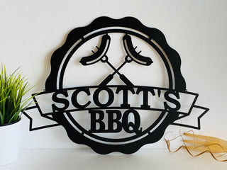 Personalized Bbq Grilling Sign Sausage Metal Name Sign Garden Bar Outdoor Barbecue Sign Dad's Bbq Home Decor Housewarming House Wall Hanging Laser Cut Metal Signs Custom Gift Ideas