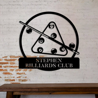 Personalized Billards Club Metal Sign, Wall Art, Father's Day Gift Laser Cut Metal Signs Custom Gift Ideas