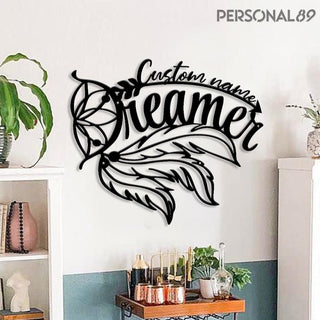 Native American Dreamer Dreamcatcher Personalized Metal House Sign