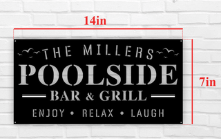 Custom Name Poolside Bar And Grill Metal Sign,pool And Bar, Tiki Bar, Bar And Grill, Pool Oasis Personalized Sign For Pool Bar Patio Decor Laser Cut Metal Signs Custom Gift Ideas