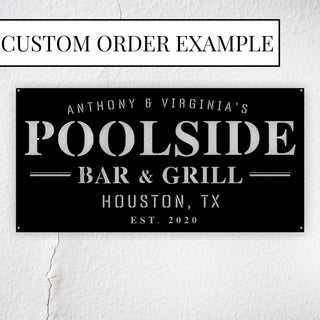 Custom Name Poolside Bar And Grill Metal Sign,pool And Bar, Tiki Bar, Bar And Grill, Pool Oasis Personalized Sign For Pool Bar Patio Decor Laser Cut Metal Signs Custom Gift Ideas