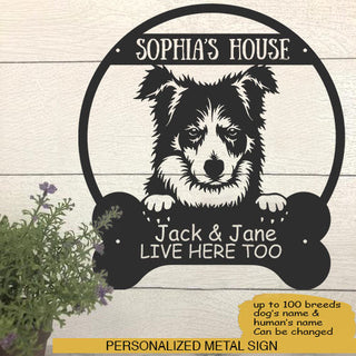 Border Collie's House Dog Lovers Personalized Metal Sign Laser Cut Metal Signs Custom Gift Ideas