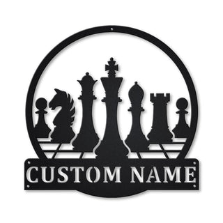 Personalized Chess Monogram Metal Sign Art, Custom Chess Metal Wall Art, Chess Antler Decor, Housewarming Outdoor Metal Sign Laser Cut Metal Signs Custom Gift Ideas