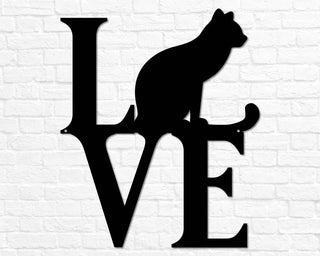 Cat Love for Cat Lovers Wall Art Decor Cut Metal Sign Laser Cut Metal Signs Custom Gift Ideas