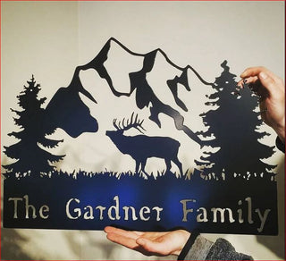 Hunting dear the family name Personalized Cut Metal Sign Laser Cut Metal Signs Custom Gift Ideas