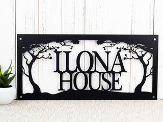 Custom Metal Sign Outdoor With Family Name For Lake House Decor With A Cherry Tree, Personalized Cabin Plaque, Laser Cut Metal Signs Custom Gift Ideas