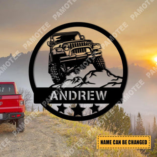 Customized Wrangler Jeep On Mountain Metal Sign, Steel Art Decoration, Metal Laser Cut Metal Signs Custom Gift Ideas