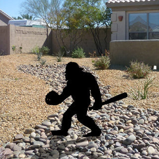 Bigfoot Plays Baseball Metal Garden Art, Yard Sign, Gift For Baseball Lovers Laser Cut Metal Signs Custom Gift Ideas