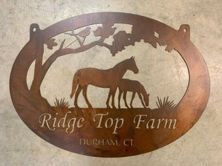 Horse And Foal Sign, Metal Horse Sign With Mare And Foal Customized With Your Name, Metal Wall Art, Metal House Sign Laser Cut Metal Signs Custom Gift Ideas