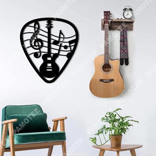 Guitar And Music Riff Inside Guitar Pick Metal Sign, Gift For Guitarist, Metal Laser Cut Metal Signs Custom Gift Ideas