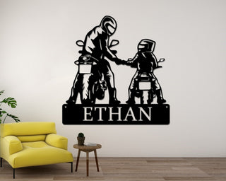 Personalized Bike Riders Family Name Metal Sign Bike Rider Metal Wall Art Father Son Name Metal Sign Custom Metal Sign Birthday Gift, Laser Cut Metal Signs Custom Gift Ideas