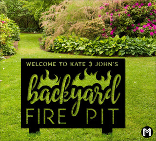 Backyard Fire Pit Sign, Metal Sign, Custom Backyard Sign, Metal Backyard Fire Pit Sign, Personalized Laser Cut Metal Signs Custom Gift Ideas