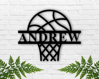 Personalized Basketball Name Sign, Custom Metal Basketball With Hoop, Sports Fan, Kids Room Wall Art, Kids Christmas Gift, Kids Birthday Laser Cut Metal Signs Custom Gift Ideas