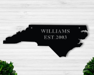 North Carolina Metal Wall Art, Personalized North Carolina Established Sign, North Carolina State, Custom North Carolina Metal Sign Laser Cut Metal Signs Custom Gift Ideas