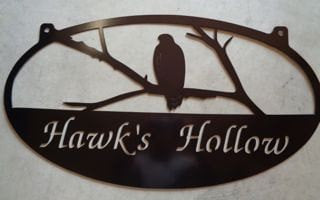 Metal Sign With Hawks Sitting On Branch Customized With Your Name, Metal Wall Art, Metal House Sign Laser Cut Metal Signs Custom Gift Ideas