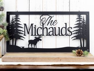 Custom Name Metal Sign, Family Name, Personalized Sign, Outdoor Sign, Name Sign, Metal Wall Art, Family Sign, Moose Laser Cut Metal Signs Custom Gift Ideas