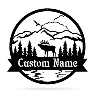 Great Outdoors Elk Monogram, Cut Metal Sign, Metal Wall Art, Metal House Sign Laser Cut Metal Signs Custom Gift Ideas