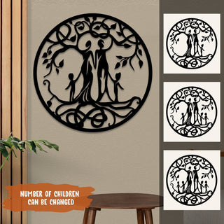 Customized Number Of Members In Family Tree Of Life Metal Sign, Wall Decoration Laser Cut Metal Signs Custom Gift Ideas