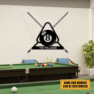 Custom Name Billards Room Metal Sign, Steel Wall Hanger Laser Cut Metal Signs Custom Gift Ideas