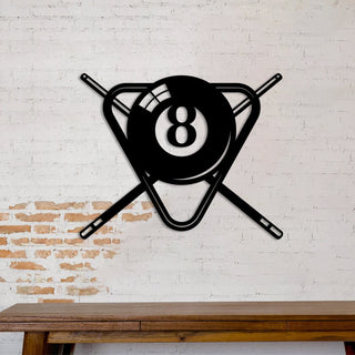 Billards Eight Ball Metal Art, Billards Room Wall Hanging Laser Cut Metal Signs Custom Gift Ideas