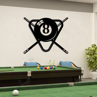 Billards Eight Ball Metal Art, Billards Room Wall Hanging Laser Cut Metal Signs Custom Gift Ideas