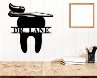 Personalized Dentist Name Metal Sign, Dentist Gift, Gift For Dentist, Doctor Dentist Office Decor, Metal Name Sign, Personalized Metal Name Laser Cut Metal Signs Custom Gift Ideas